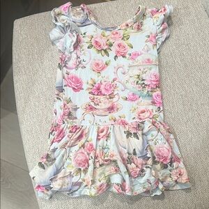 Charming Floral Kids Dress in Pink and Cream